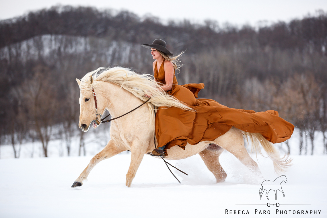 Barrel racer in a dress